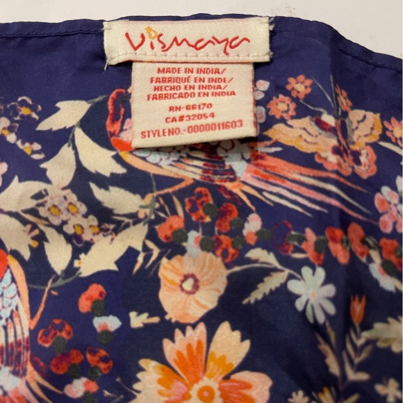 Vismaya 100% Silk Scarf - Blue Floral - Picture 2 of 3